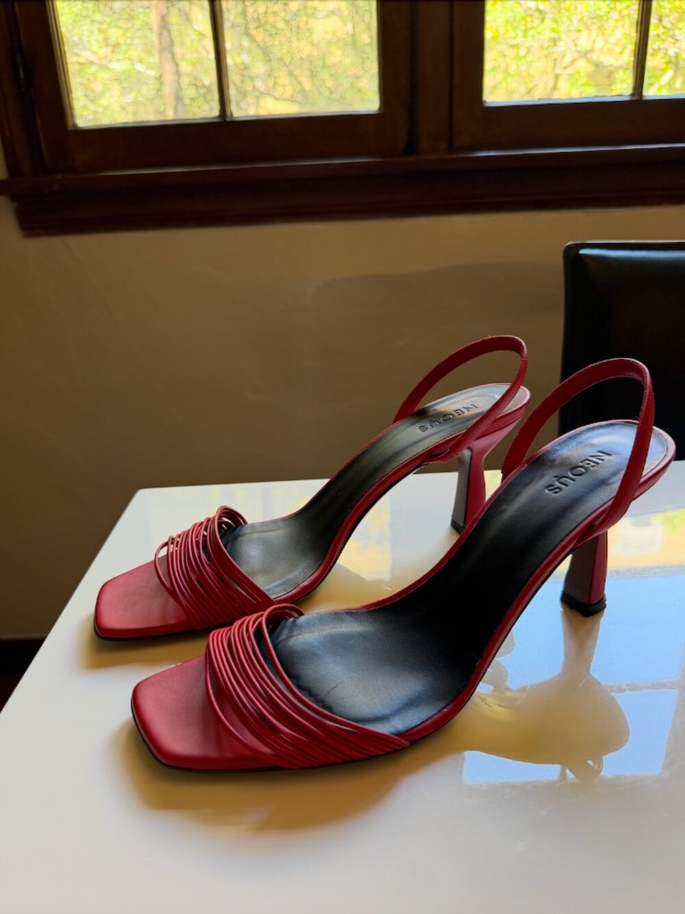 Red Slingback Heeled Sandals - Women's Stylish Evening Shoes